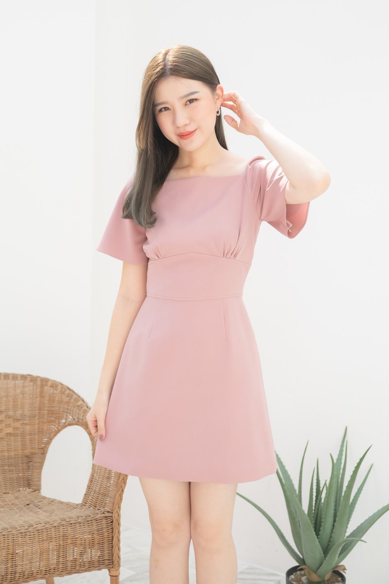 Blush Pink Vintage Modern Dress Office Wear Summer Party Bridesmaid Dress A line - 洋装/连衣裙 - 聚酯纤维 粉红色