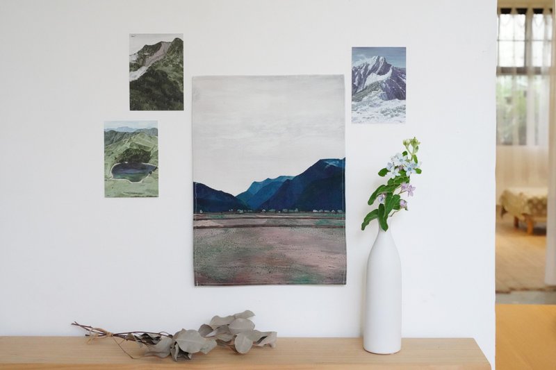 台湾山林挂布 - 冬日池上 - 海报/装饰画/版画 - 棉．麻 蓝色