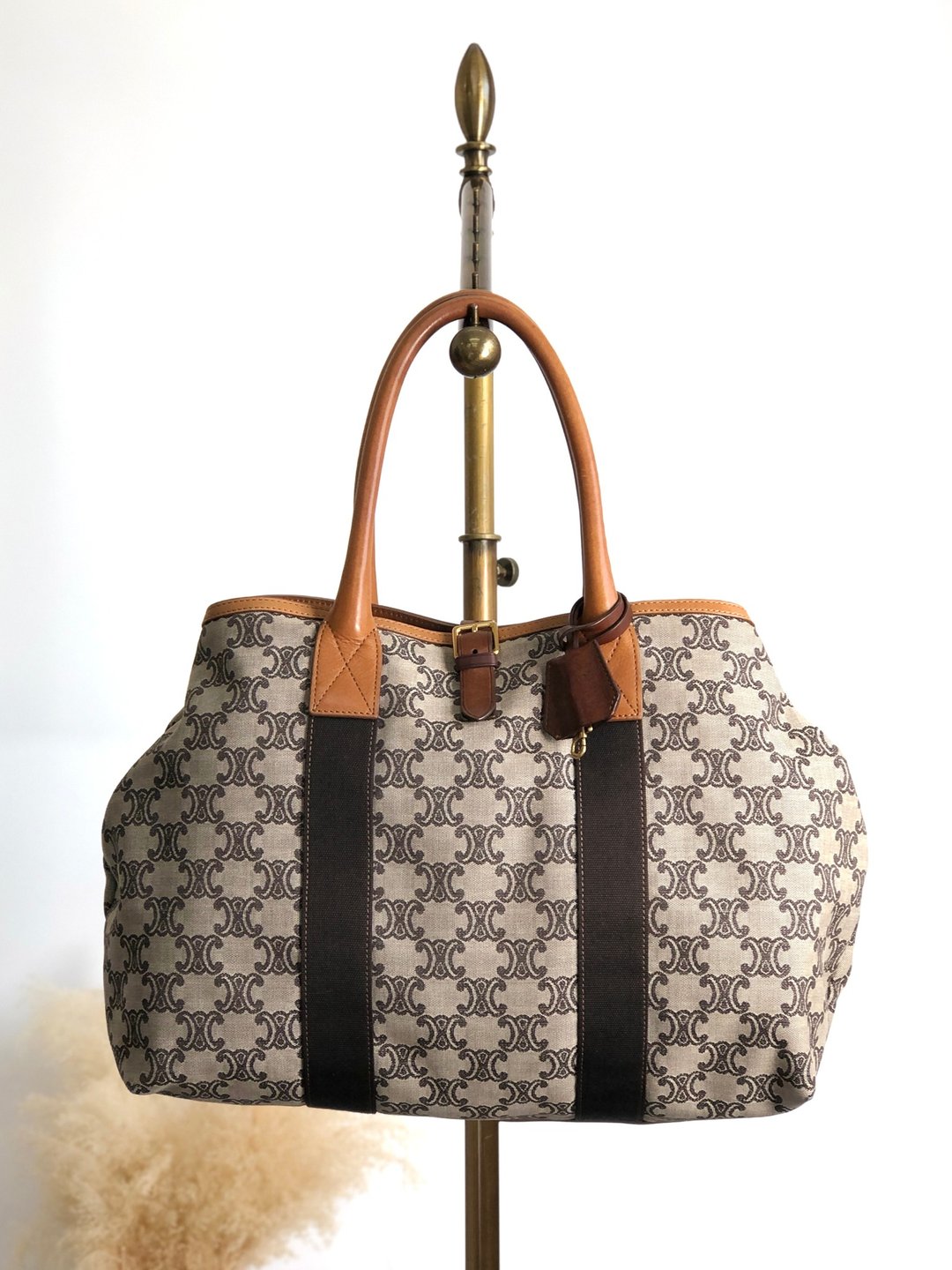 【日本直送 名牌中古包】CELINE  સેલિન મકદમ ટોટ બેગ | 米色 帆布 vintage 古着 c247bz - 手提包/手提袋 - 棉 咖啡色