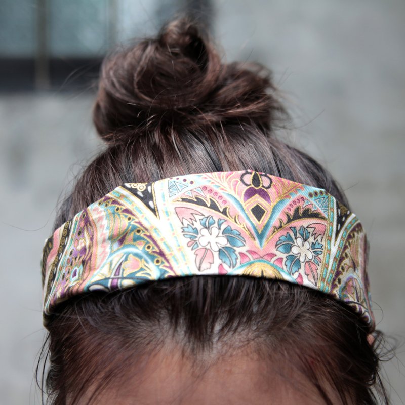 狂喜 Ecstasy／烫金图腾布／松紧发带 - 发饰 - 棉．麻 红色