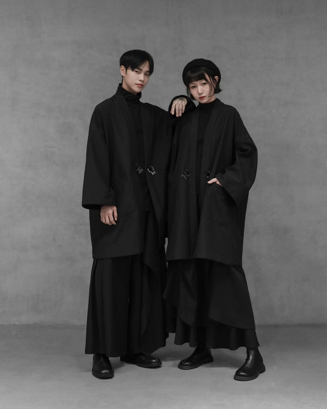 MUKK DESIGN 防泼水刷毛和服罩衫 - 男装外套 - 聚酯纤维 黑色