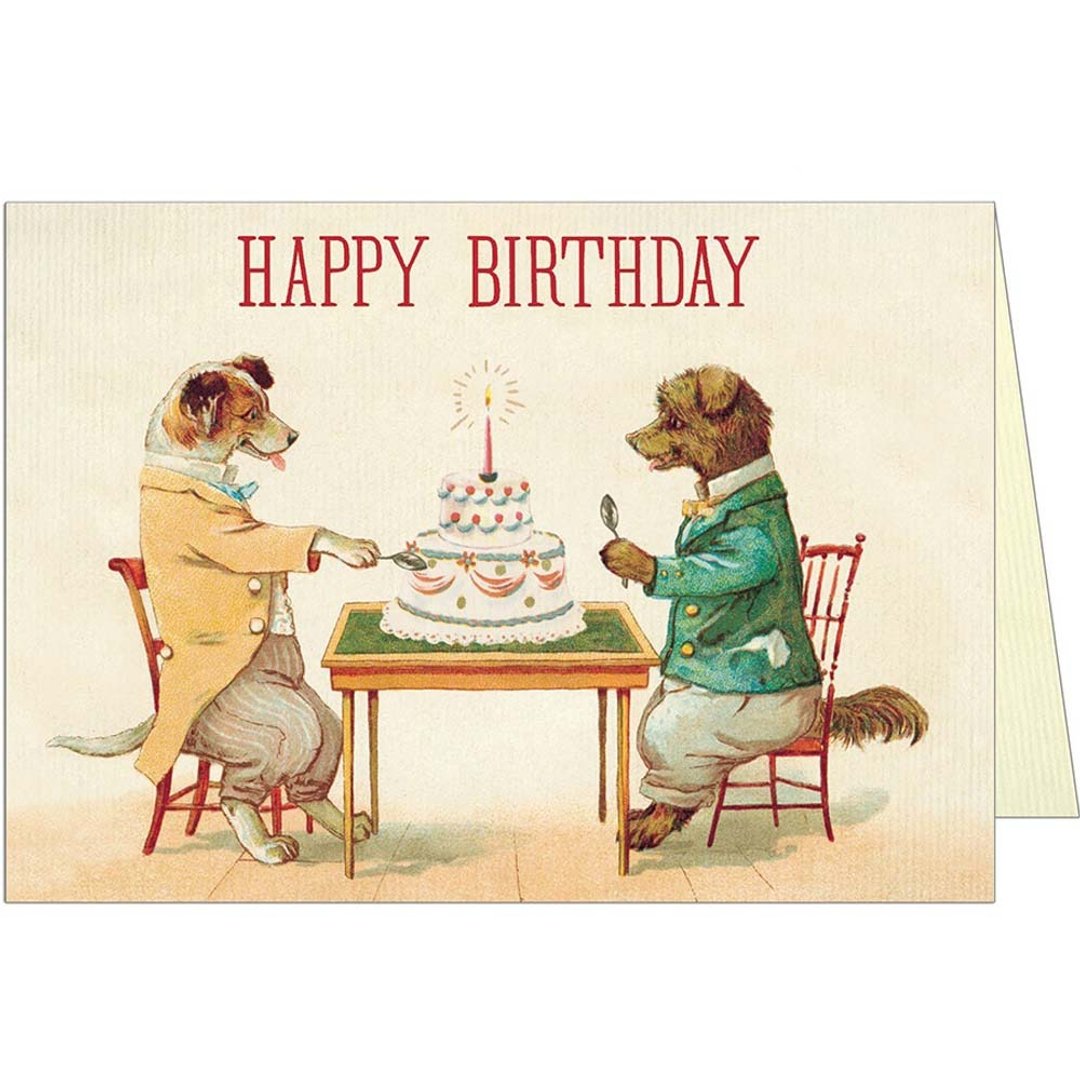 Cavallini & Co.  GREETING CARD 生日卡(大)_狗狗吃蛋糕 - 卡片/明信片 - 纸 多色