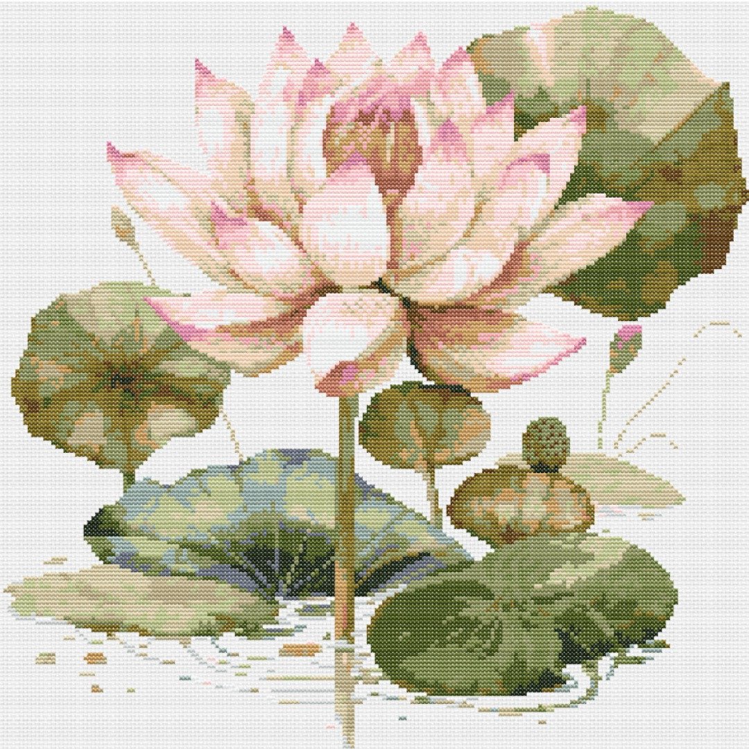 Lotus cross stitch pattern, flower cross stitch chart, PDF - 其他数码商品 - 其他材质 
