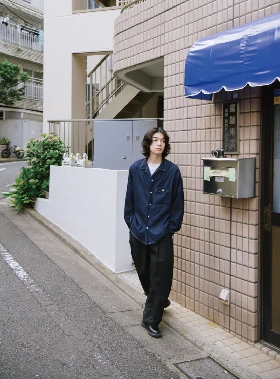牛仔也写诗 古巴领牛仔长袖衬衫 - 男装衬衫 - 其他材质 蓝色