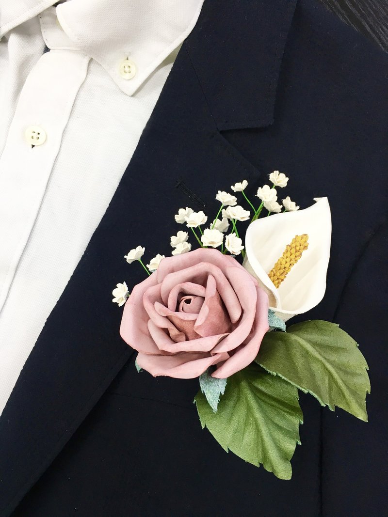 皮革襟花CHARIS - 胸针 - 真皮 多色