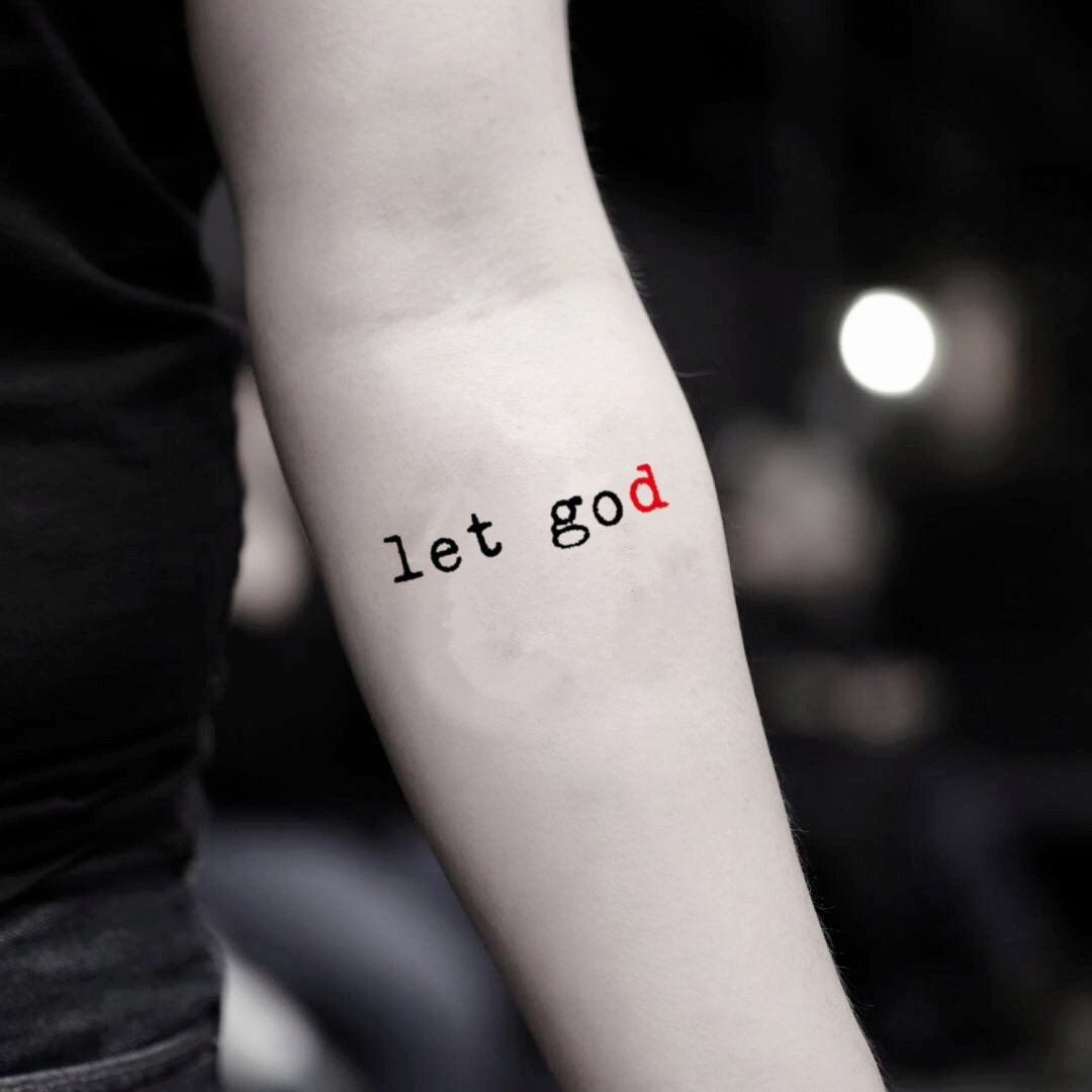 OhMyTat 放手让神 Let Go Let God 刺青图案纹身贴纸 (2 张) - 纹身贴 - 纸 黑色