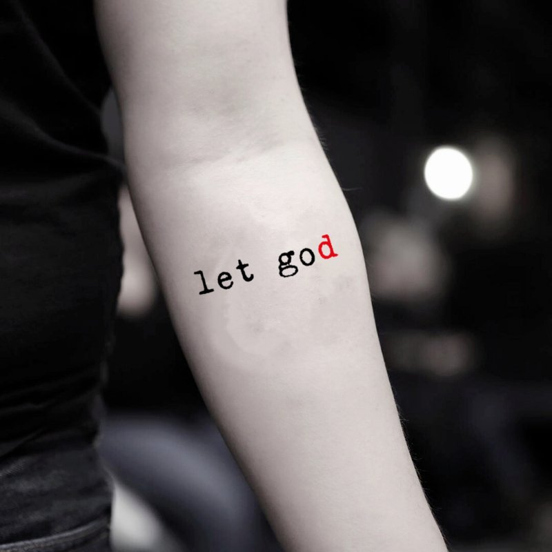 OhMyTat 放手让神 Let Go Let God 刺青图案纹身贴纸 (2 张) - 纹身贴 - 纸 黑色