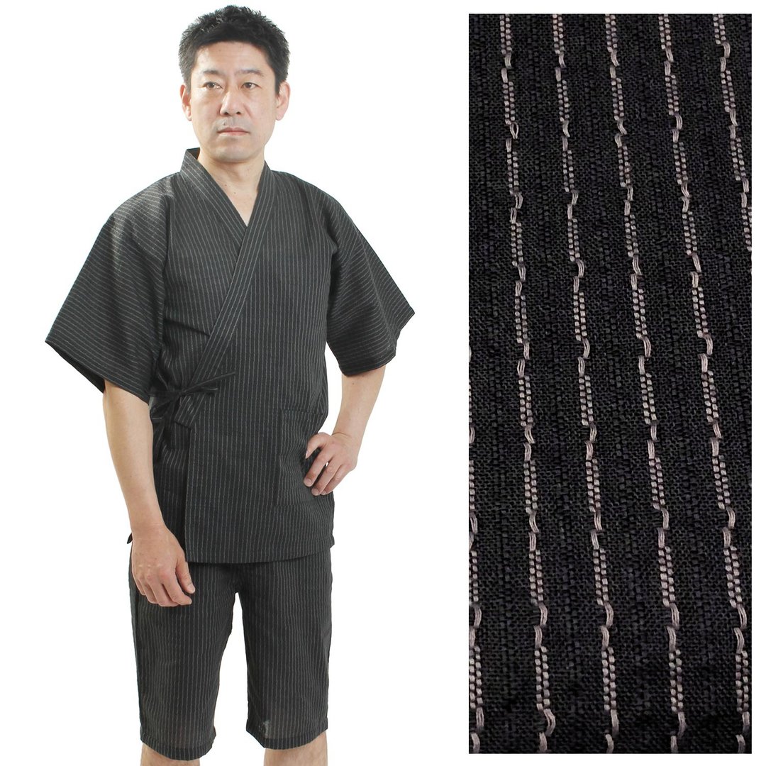 日本 和服 男士 甚平 休闲服 睡衣 成套组 M L LL as02 - 居家服/睡衣 - 棉 黑色