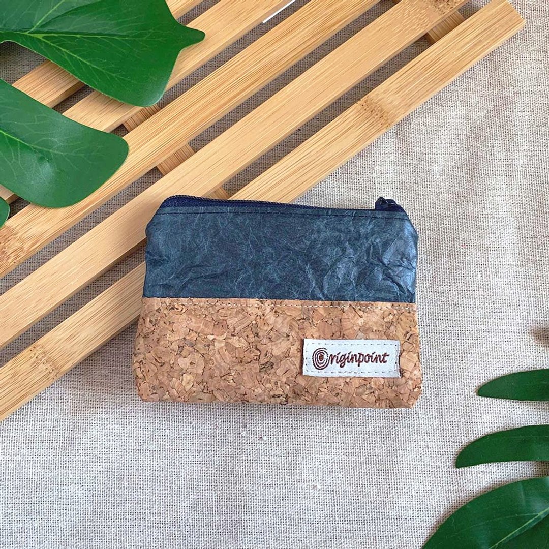 Tyvek 超轻 防水纸质感 软木 零钱卡包 Corkmix Pouch 藏蓝 - 零钱包 - 纸 