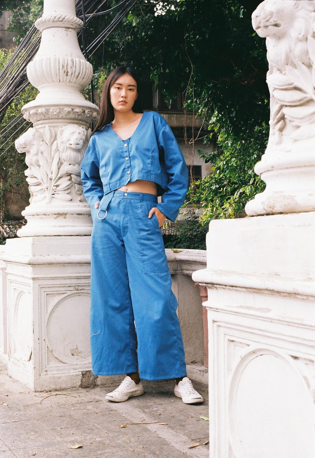 Dot Jeans (Blue) - 女装上衣 - 棉 蓝色