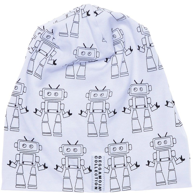 【北欧童装】瑞典有机棉儿童帽子5岁至6岁 机器人 - 婴儿帽/发带 - 棉．麻 白色