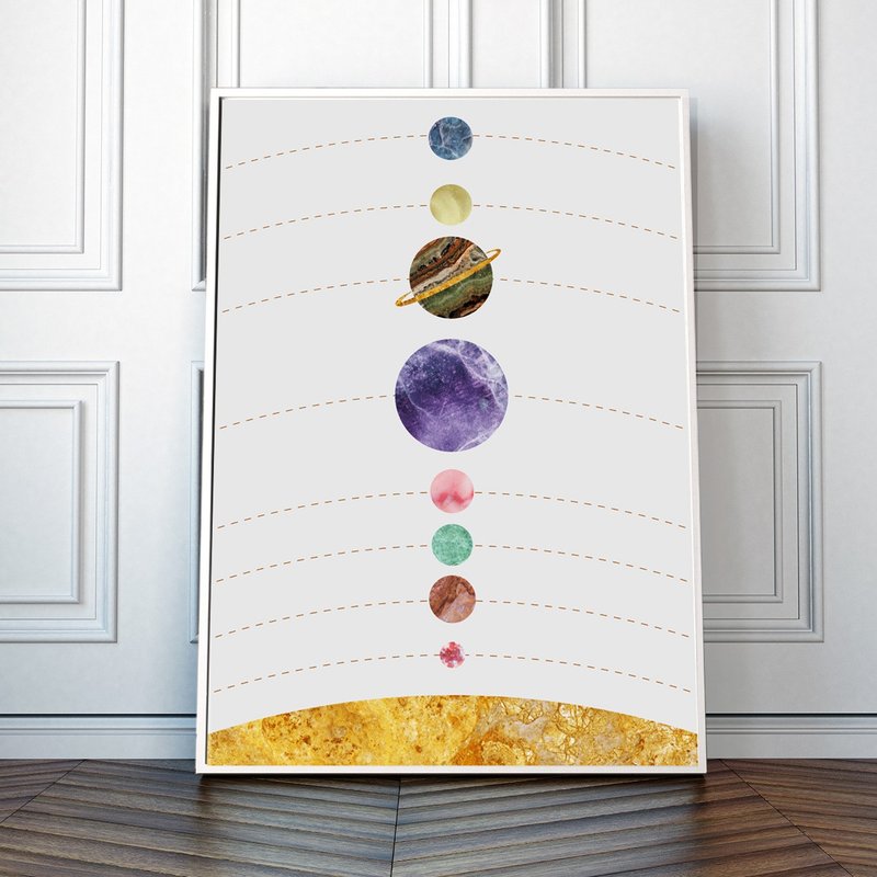 带有太阳系行星艺术印刷品的天文教育海报 - 墙贴/壁贴 - 纸 