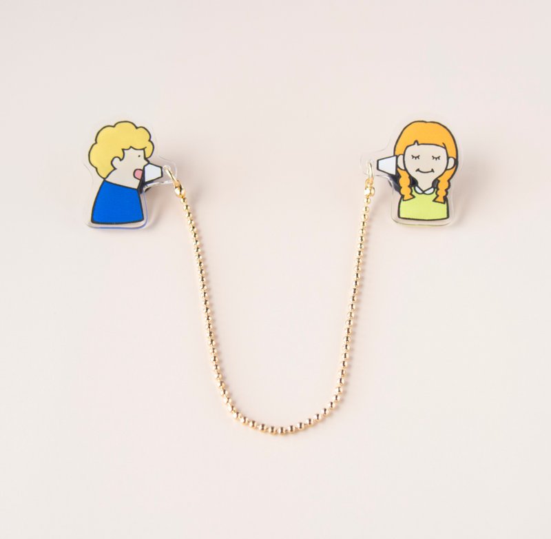 Yarn phone Brooch - 胸针 - 压克力 多色