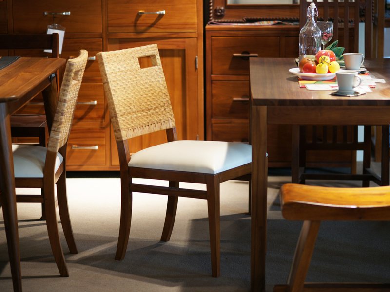 柚木藤编餐椅 柔软皮椅垫 天然藤编椅背 南洋风家具 【清仓特卖】 - 椅子/沙发 - 木头 咖啡色