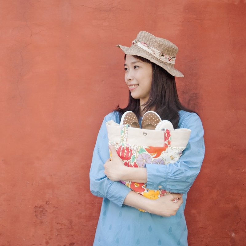 【日本黄金周特辑】おでかけ/行楽/旅行/4月17日~5月7日限时优惠/春柿日/肉桂水玉花布/日本布料/细致小点点/肉桂色 - 女款休闲鞋 - 棉．麻 咖啡色