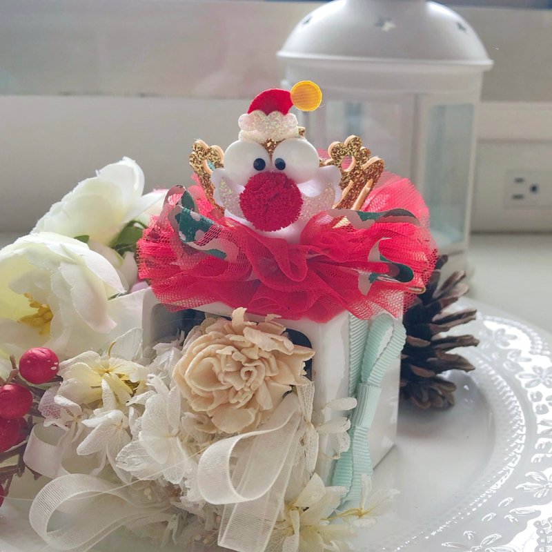 圣诞节圣诞老人儿童女孩小孩网纱皇冠发夹 - 发饰 - 其他材质 红色