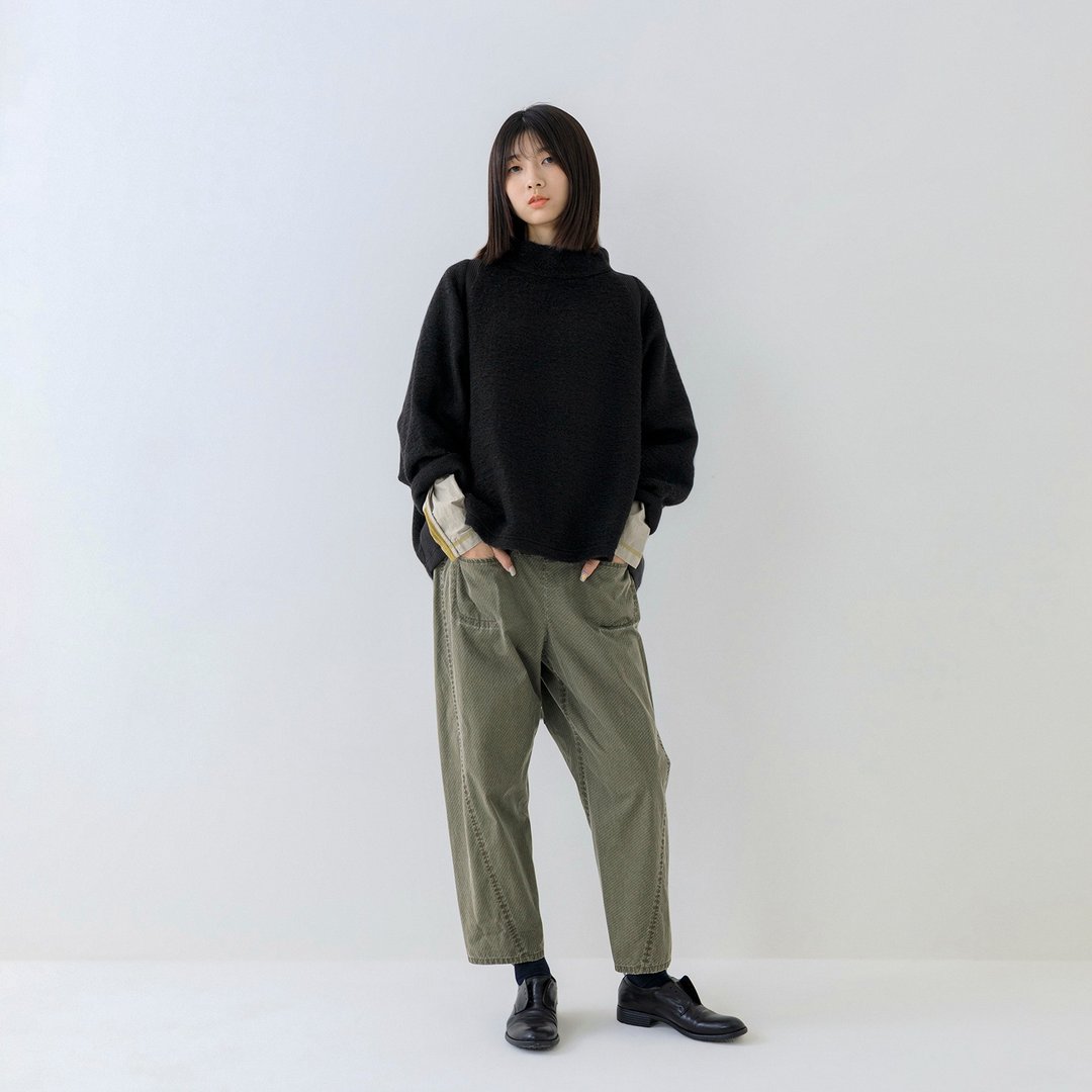 静雾日常立领针织上衣 - 女装针织衫/毛衣 - 其他材质 黑色
