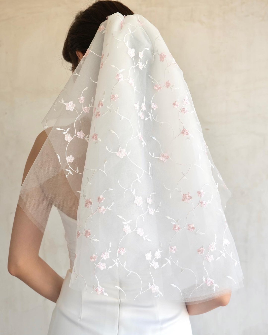 Pink Blossom Veil - 发饰 - 绣线 白色
