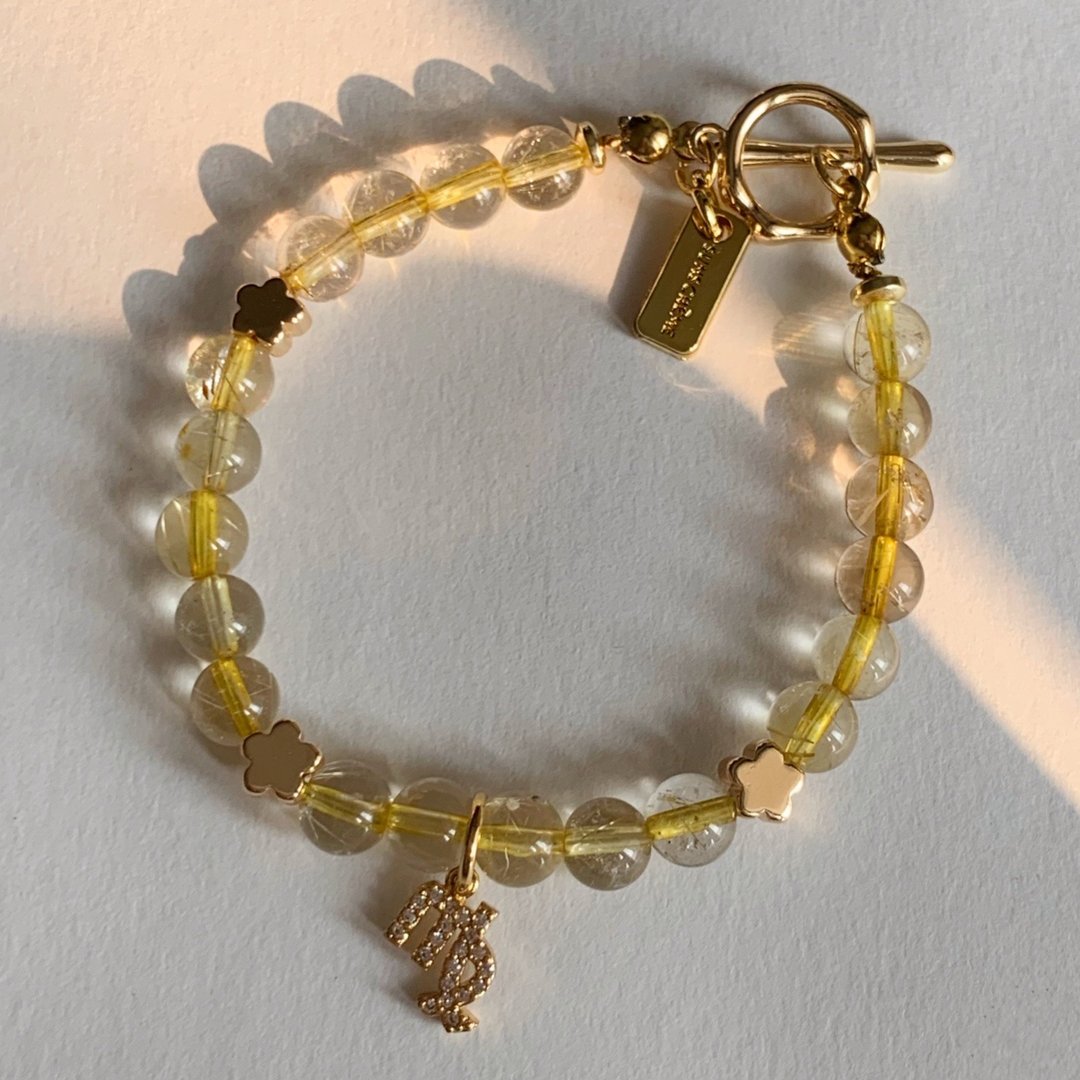 WEALTH BRACELET: GOLD RUTILATED QUARTZ - 手链/手环 - 石头 