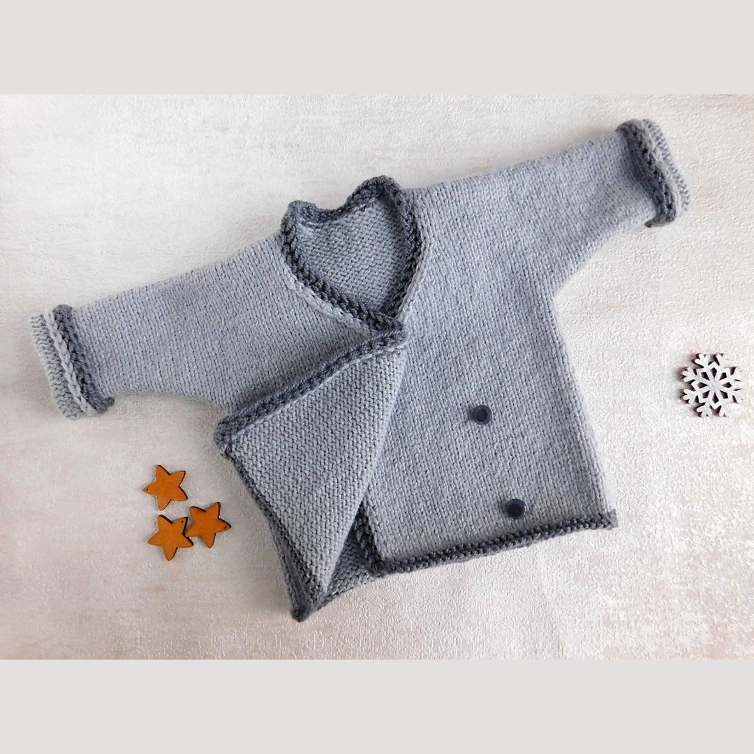 Knitting pattern baby wrap cardigan, Knit baby clothes pattern, Kids jacket - 线上课程/教学影片 - 其他材质 