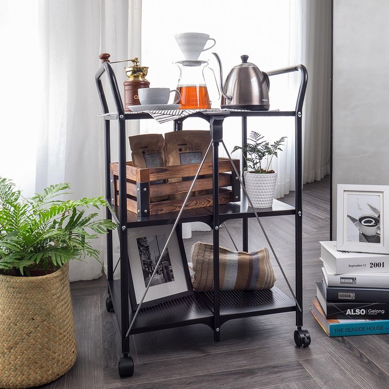 可折叠餐车/居家收纳 - 餐桌/书桌 - 其他材质 黑色