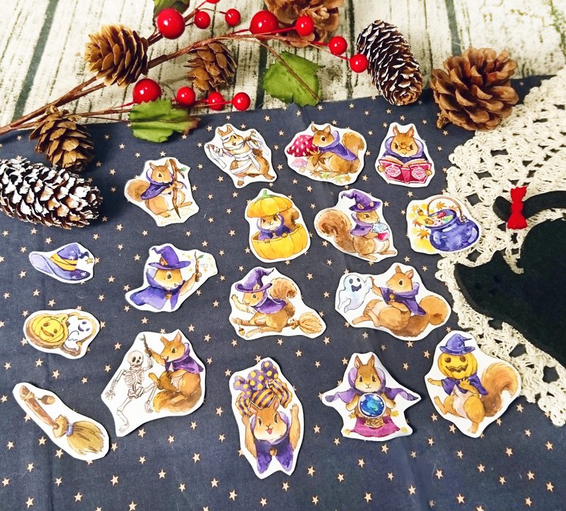 魔法小松鼠/17入贴纸 - 贴纸 - 纸 多色