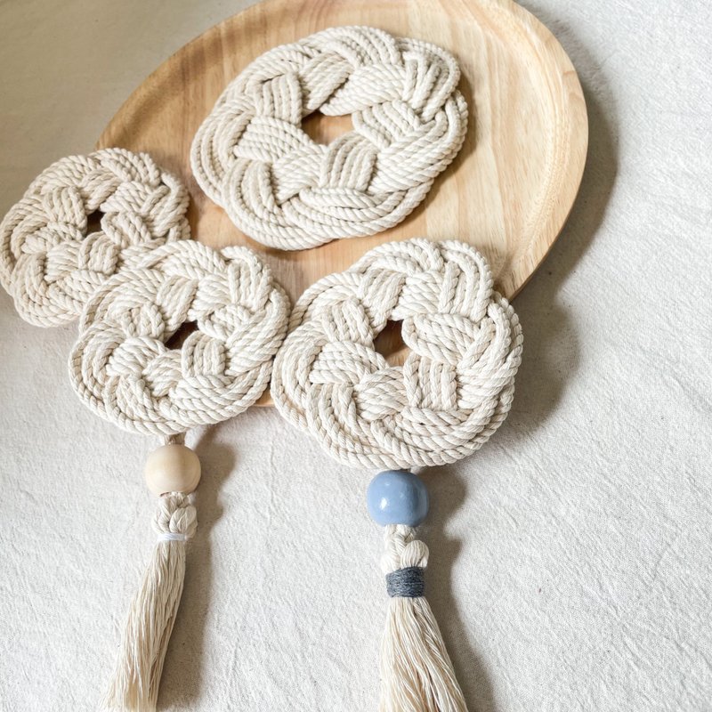 Macrame编织杯垫/茶壶垫 - 杯垫 - 棉．麻 白色