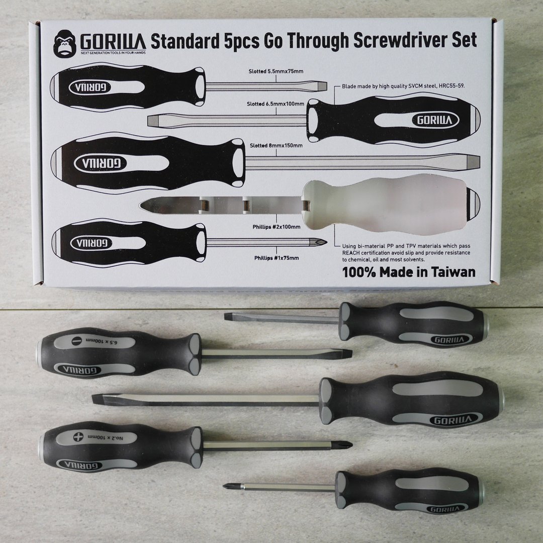 【Gorilla】5pcs超防震贯通螺丝起子组 台湾制造精品 - 其他 - 其他金属 灰色