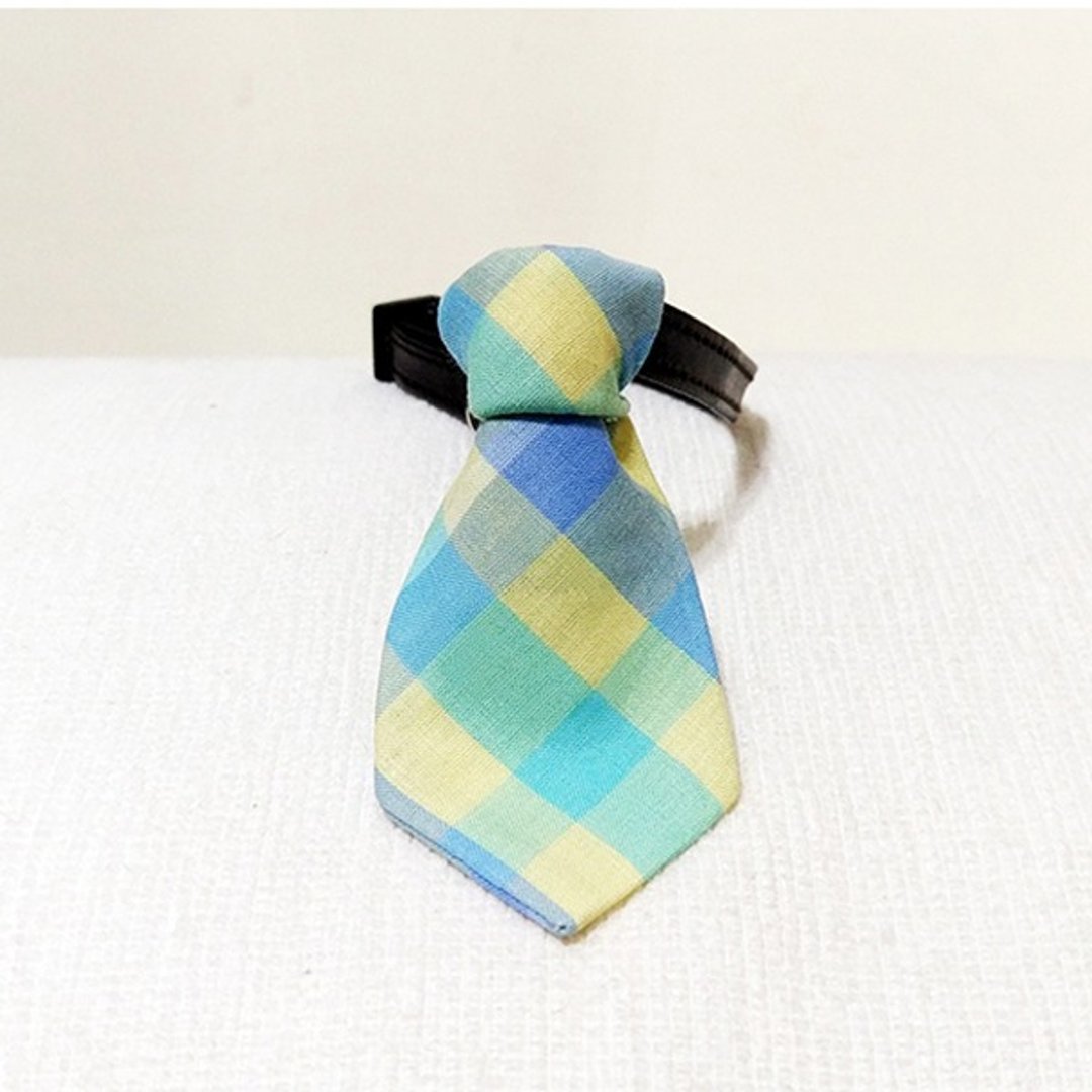 Ella Wang Design Tie 宠物 领结 领带 猫 狗 格子 格纹 绅士 - 项圈/牵绳 - 棉 黄色