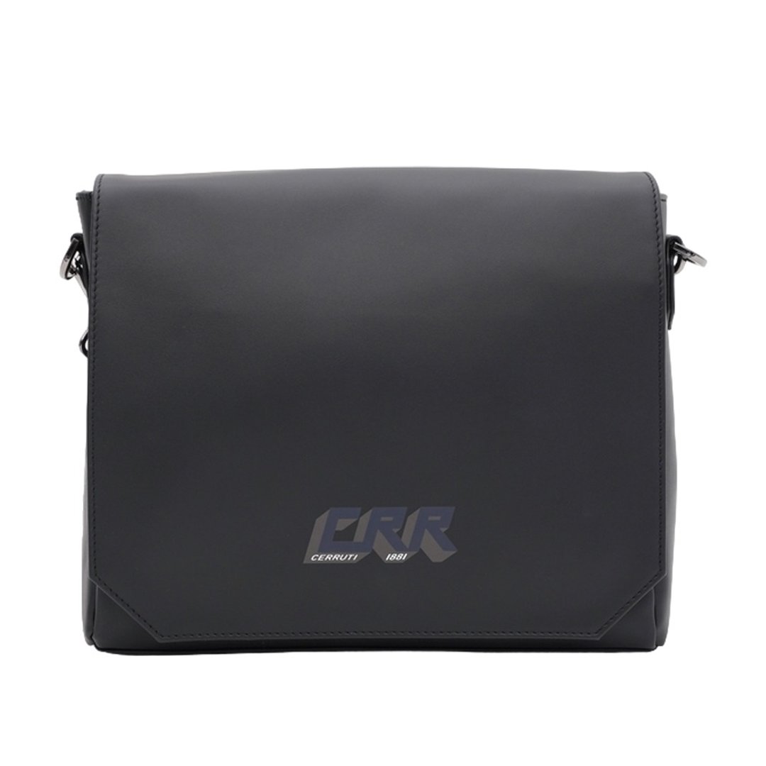 CERRUTI 1881 限量2折 意大利顶级小牛皮邮差包 全新专柜展示品 - 侧背包/斜挎包 - 真皮 黑色
