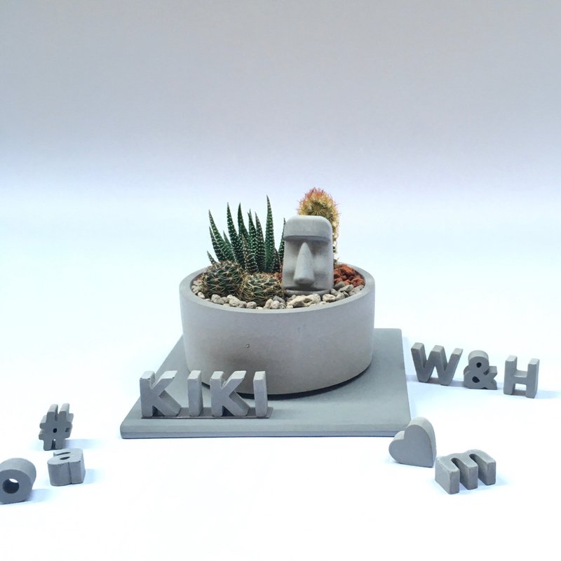 【摩艾绿意花园】迷你仙人掌造景DIY (水泥字要加购 ) 生日礼物 - 植栽/盆栽 - 植物．花 灰色