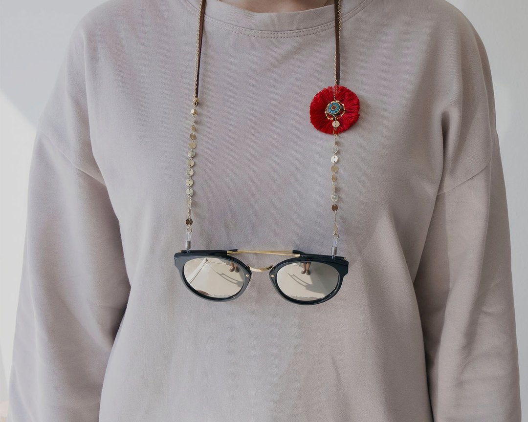 Sunglasses Chain Raya With Nepali Stone - 眼镜/眼镜框 - 宝石 红色
