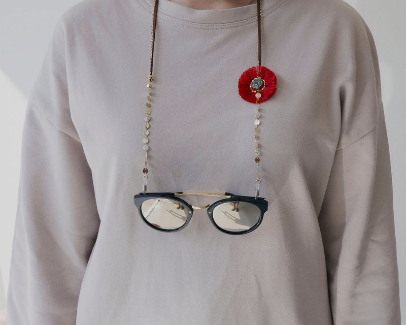 Sunglasses Chain Raya With Nepali Stone - 眼镜/眼镜框 - 宝石 红色