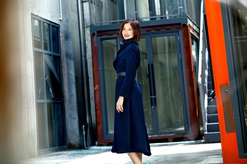 品.祥云纱2017冬季新款山羊绒大衣 极致海蓝山羊绒 挪威的森林 - 女装休闲/机能外套 - 羊毛 蓝色