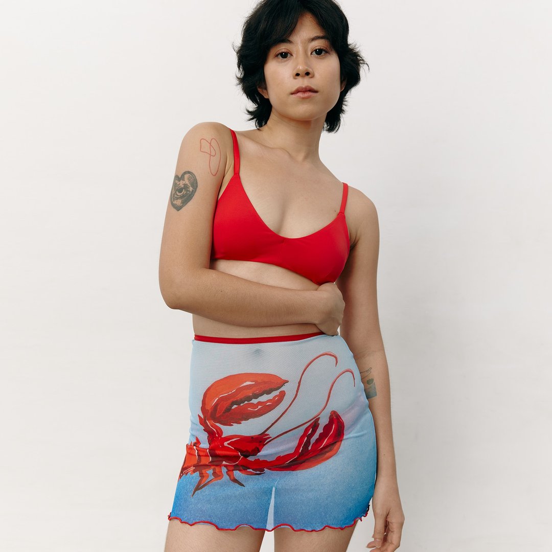 Aprilpoolday / NET MINI SKIRT / blue lobster - 裙子 - 其他材质 蓝色