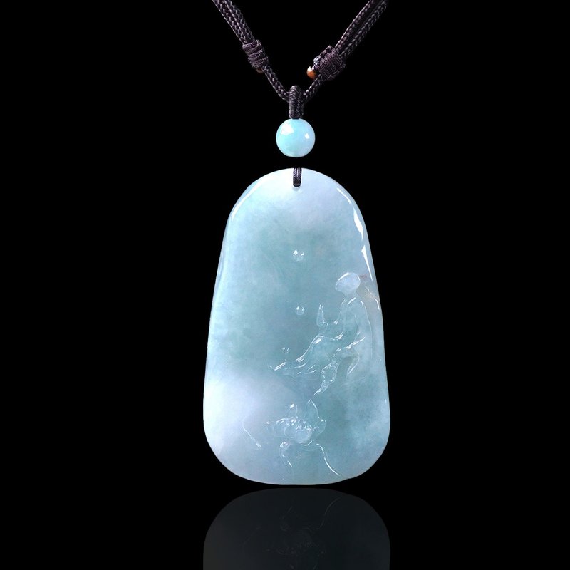 【悟道】冰种翡翠巧雕无相佛项链 | 天然缅甸玉翡翠A货 | 送礼 - 项链 - 玉石 多色