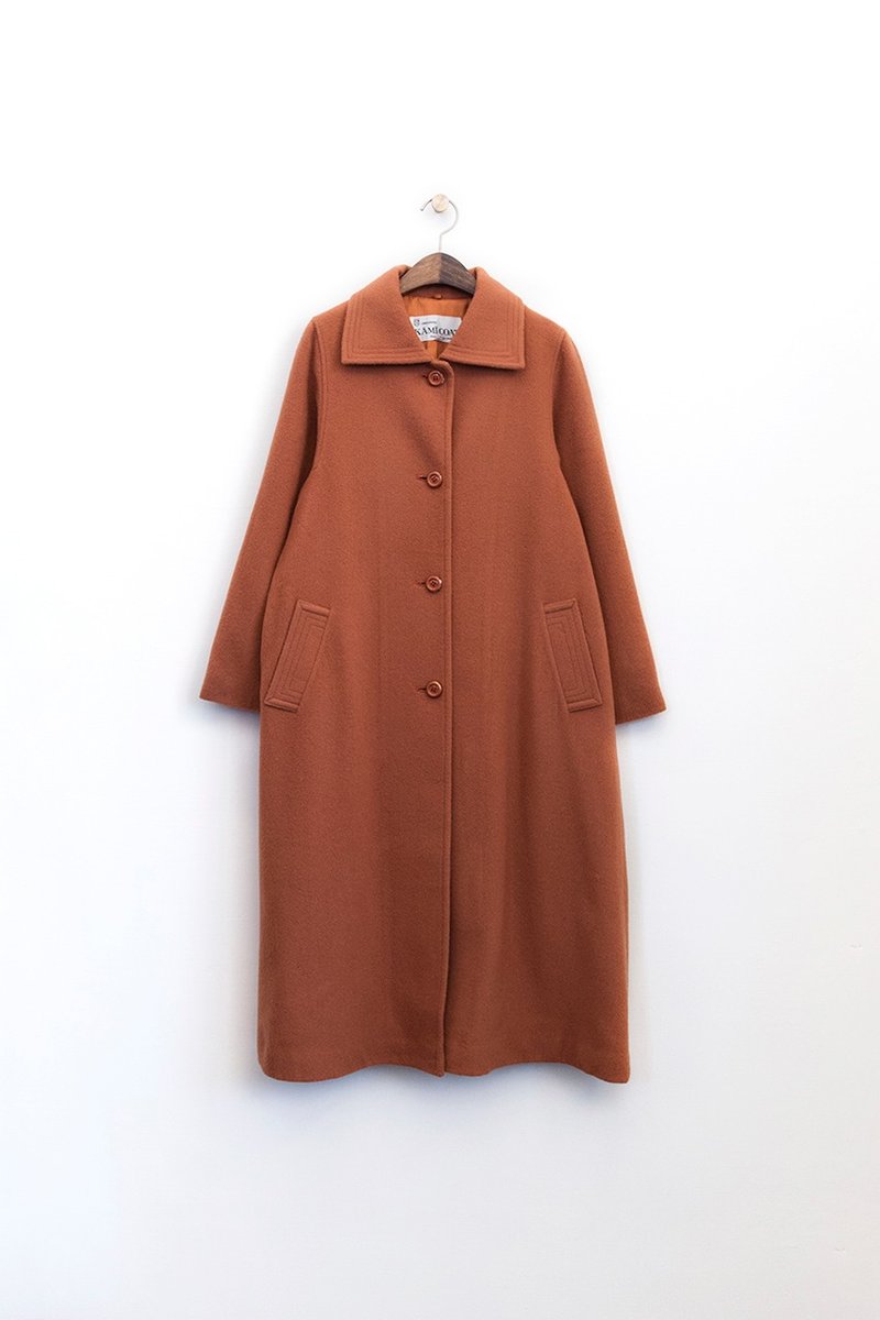 Banana Flyin' Vintage   古着 橘色 毛呢 长大衣 外套 - 女装休闲/机能外套 - 羊毛 