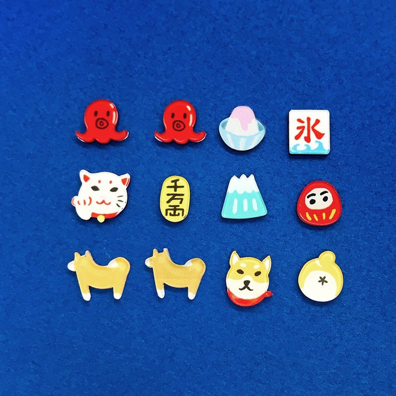 日本文化系列贴耳耳环 / 耳夹 - 耳环/耳夹 - 压克力 白色
