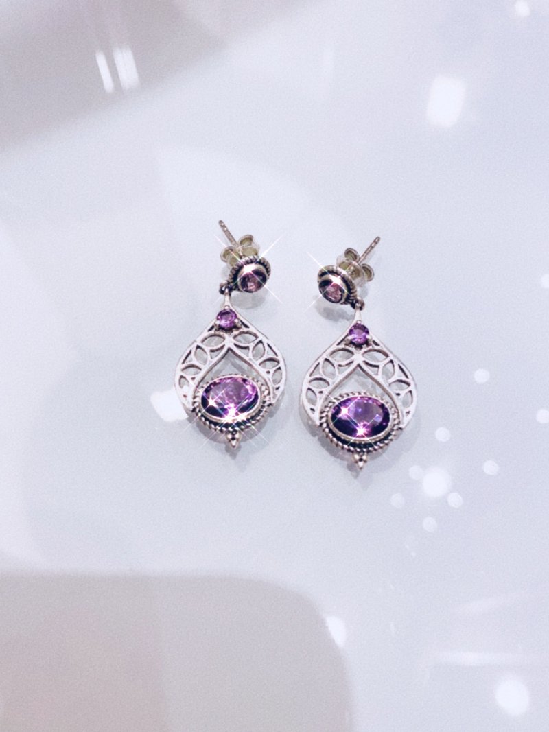 紫茉莉公主 - 耳环/耳夹 - 纯银 多色