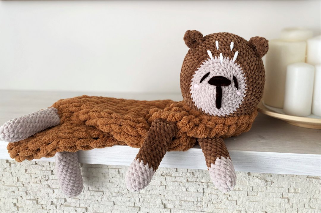 Pajama bag toy bear plush, amigurumi pj bag - 玩具/玩偶 - 其他材质 咖啡色