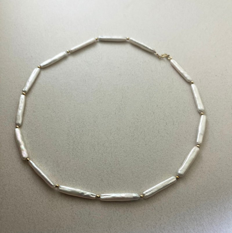 14KGF Freedom巴洛克珍珠短项链 - 项链 - 珍珠 白色