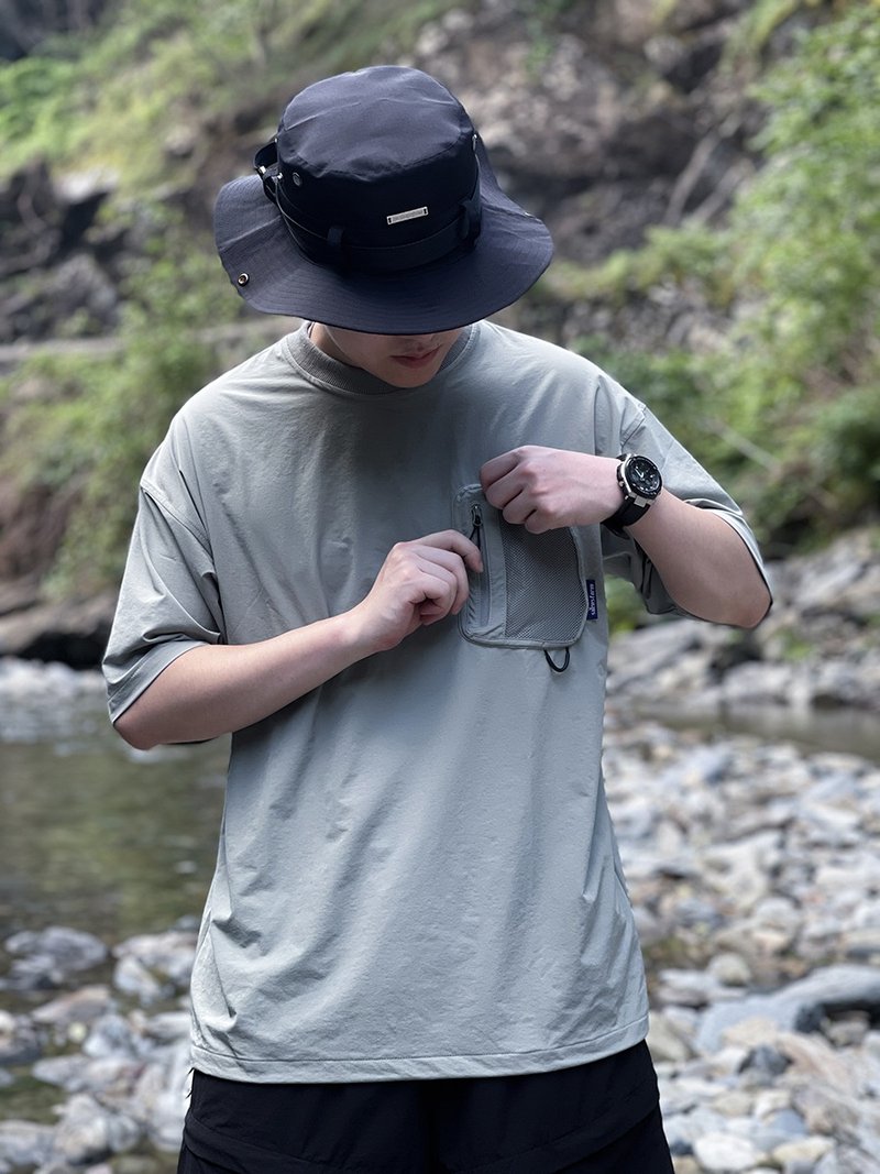 机能运动速干户外口袋T恤梭织短袖 gorpcore - 男装上衣/T 恤 - 其他人造纤维 灰色