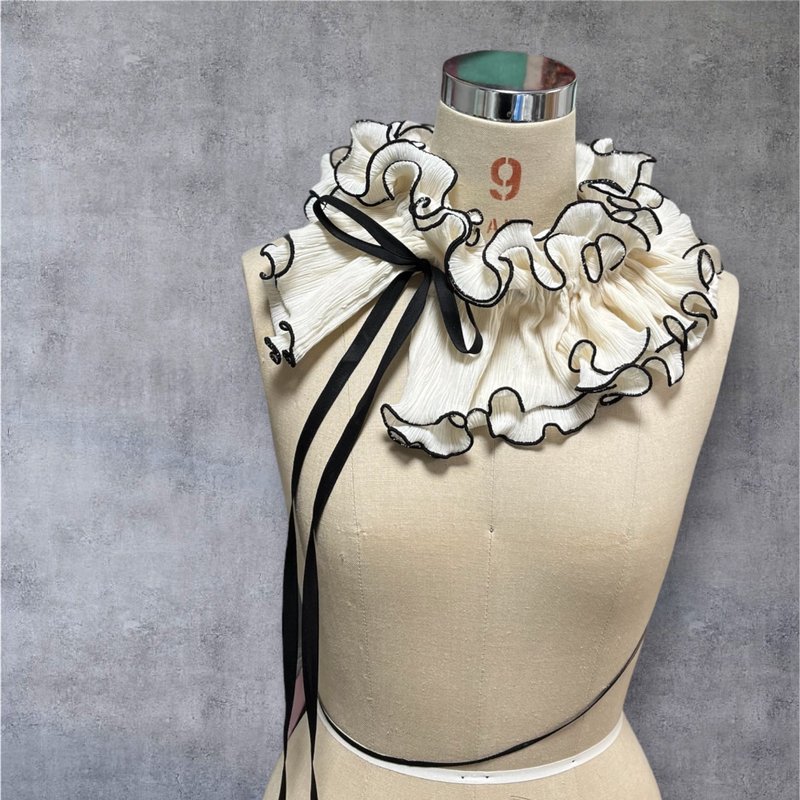 立领A - 领结/领巾 - 棉．麻 白色