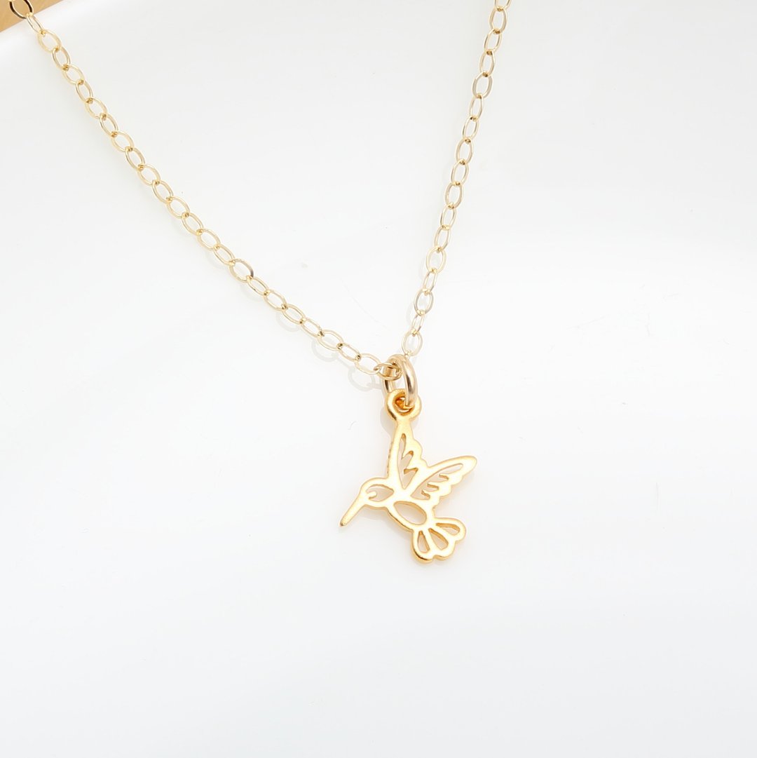 【Angel & Me】金色 蜂鸟 s925 纯银 厚镀 24k 纯金项链 生日 礼物 - 项链 - 24k 金 金色