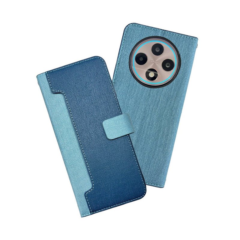 CASE SHOP OPPO Reno12 F 前收纳侧掀皮套-蓝 - 手机壳/手机套 - 人造皮革 蓝色