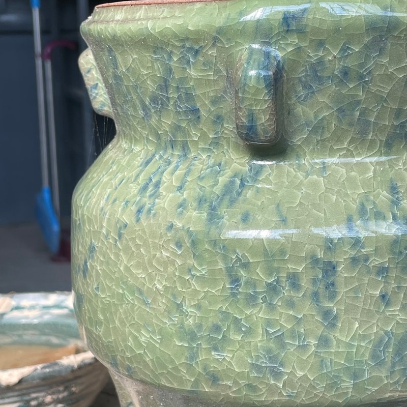 青瓷冰裂出戟樽 - 茶具/茶杯 - 陶 绿色