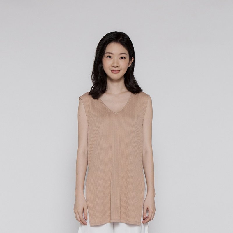 沉静冥想V领长版无袖上衣  V Neck Sleeveless Top  T111 - 女装上衣 - 棉．麻 多色