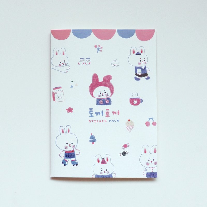 手绘小兔贴纸包 - 贴纸 - 纸 粉红色