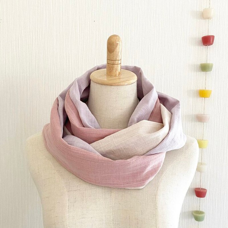 Spring color, cherry blossom color,  soft dreamy snood, 3 color mixed color, - 围巾/披肩 - 棉．麻 多色