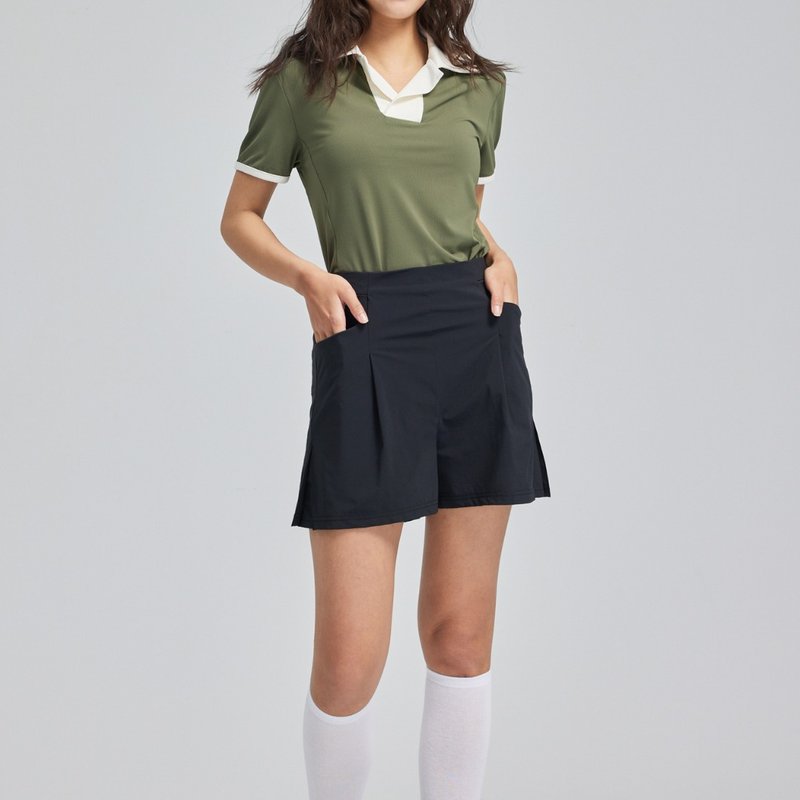 防泼水休闲西装短裤(四面弹 防泼水)-黑 - 女装短裤 - 其他材质 黑色